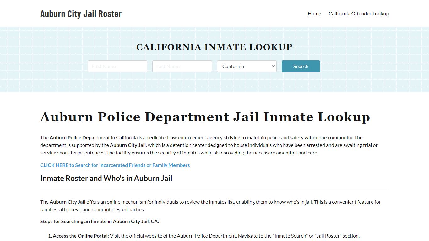 Auburn Police Department & City Jail, CA Inmate Roster, Arrests, Mugshots