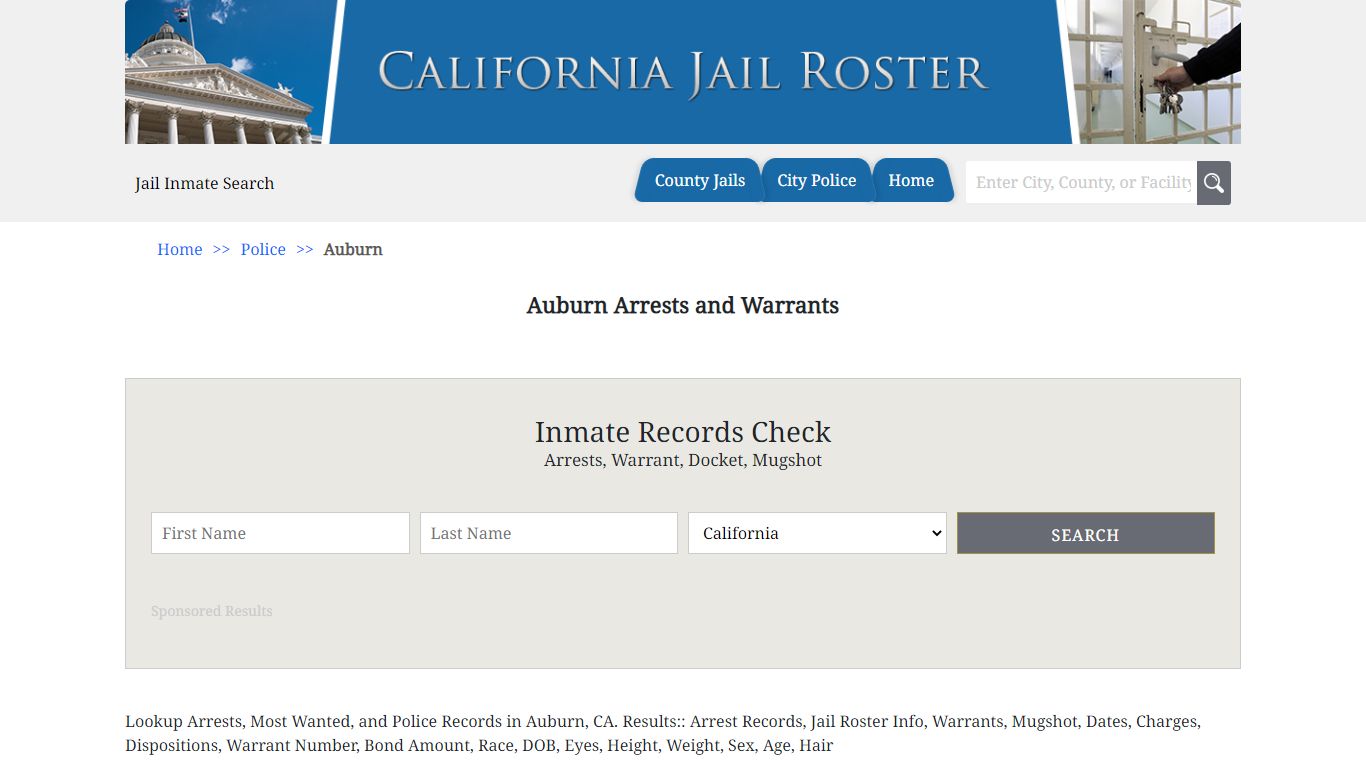 Auburn Arrests and Warrants | Jail Roster Search