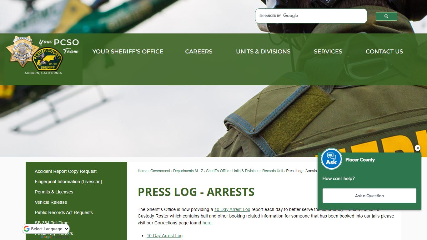 Press Log - Arrests | Placer County, CA